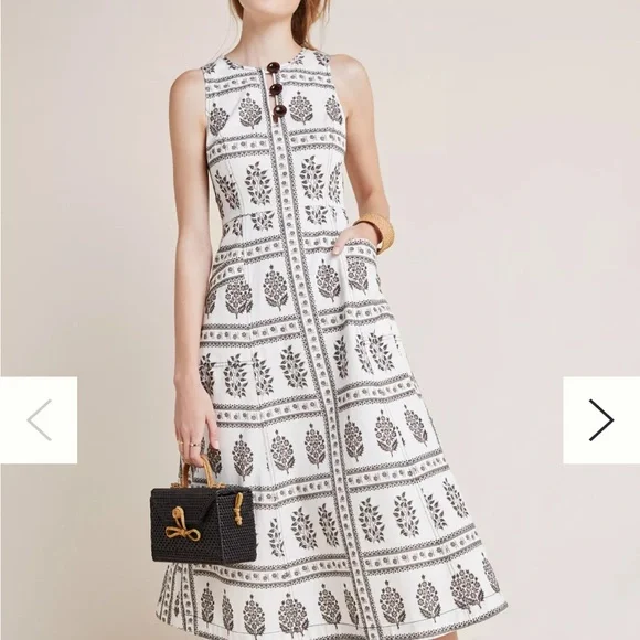 Anthropologie Brown and White Floral Dress - Picture 8 of 10